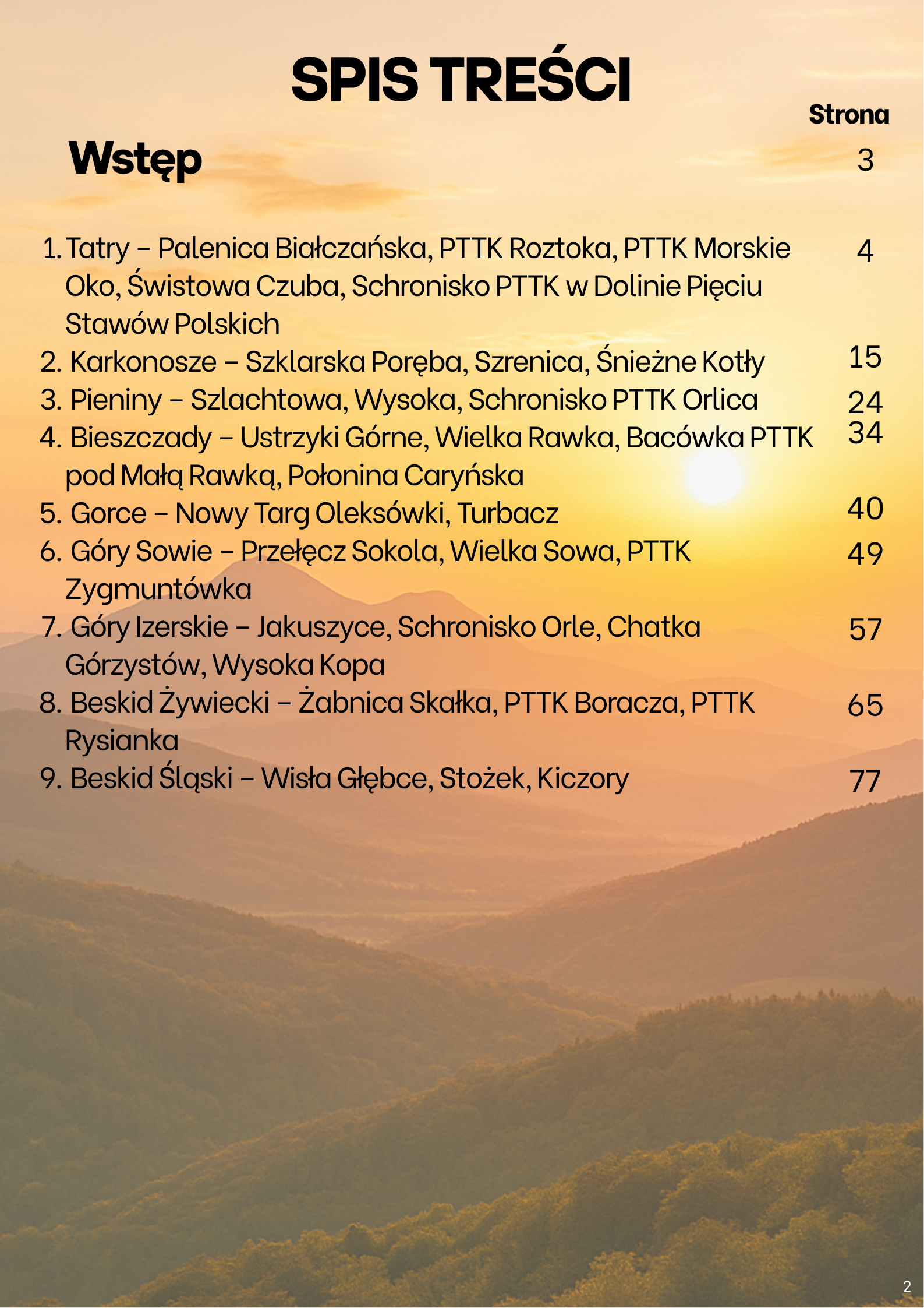 Spis treści darmowego e-booka GÓROGOŚĆ